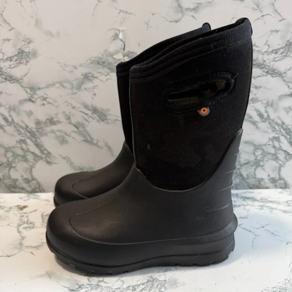 Bogs Youth 2 Neo Classic Boot Black Camo Winter Boot Rubber Snow Rain Pull On